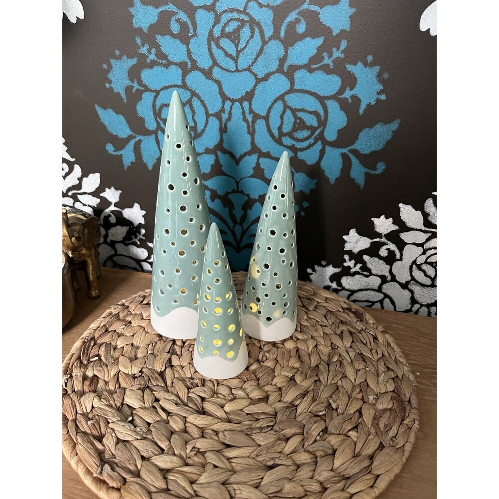 Lenox Porcelain Christmas Tree Set of 3 9.75” 8” 6” Vintage Holiday in Mint cond